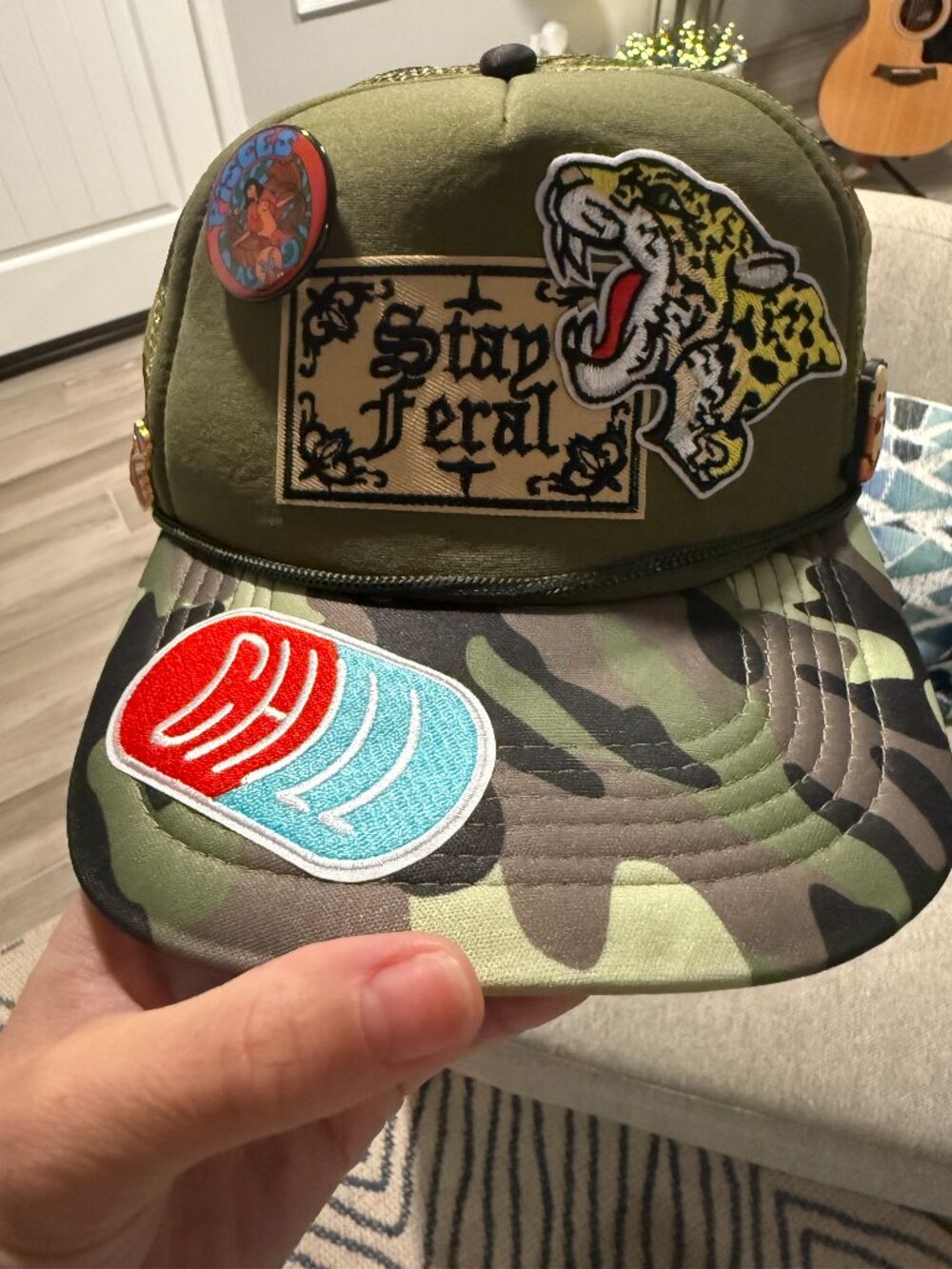 Camo Trucker Hat with Fun Patches